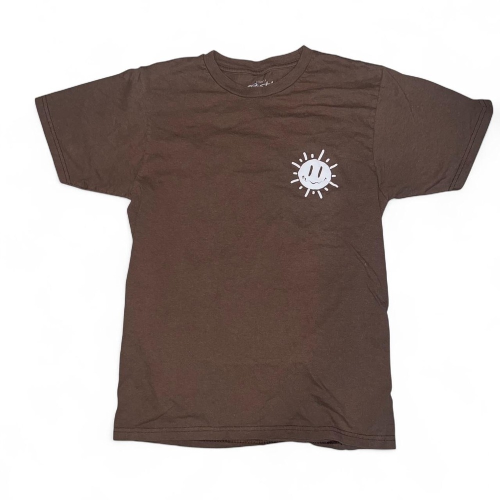 Eighty Eight Brand "Stay Positive" Brown Palm Tree Graphic T-Shirt Size Small